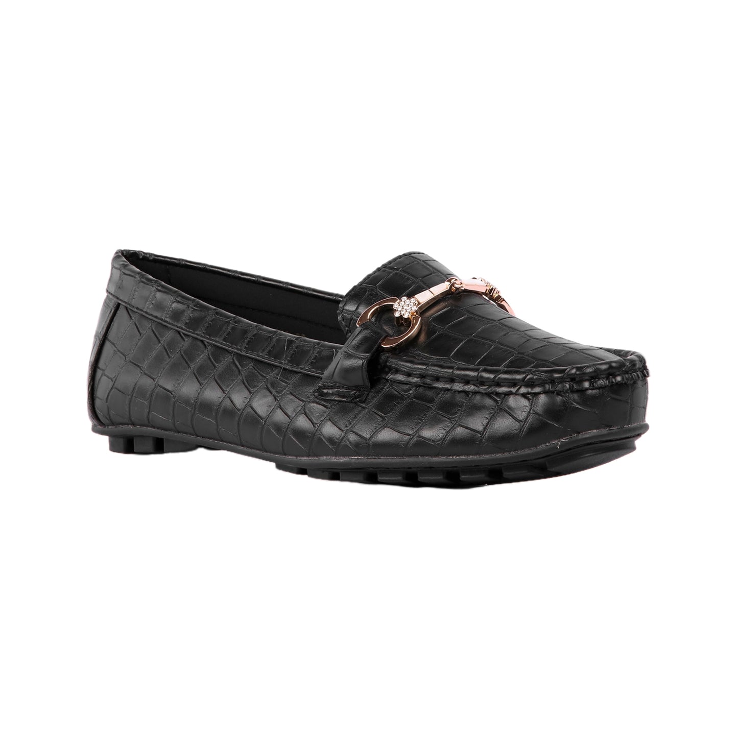 Flocked Leather Flat Loafer