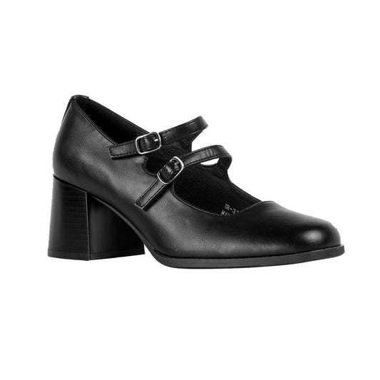 حذاء بكعب عالي مزود بإبزيم مزدوج