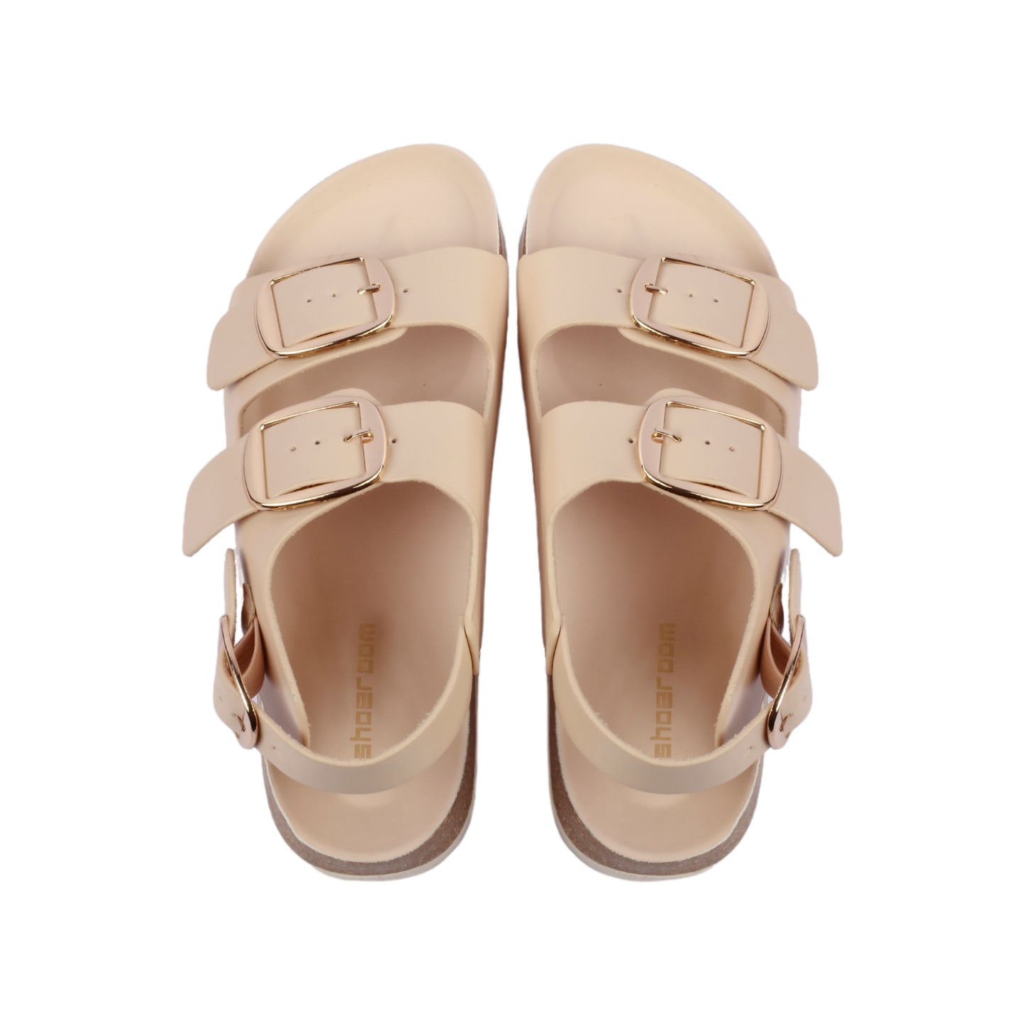 صندل جلدي ناعم مزود بإبزيم مزدوج أمامي