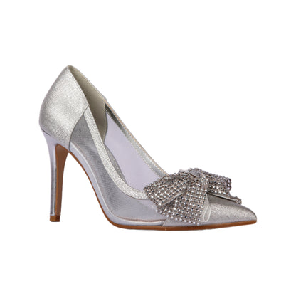 حذاء بكعب رفيع مناسب للمناسبات مع ربطة.