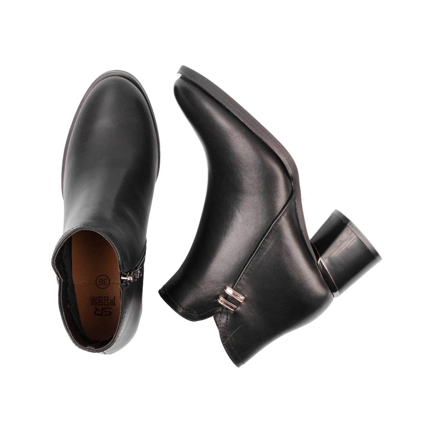Block Heel Side Zipper Ankle Boot