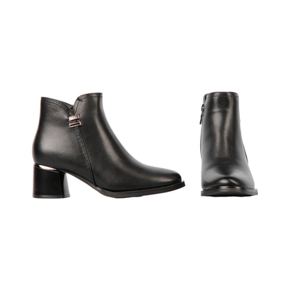Block Heel Side Zipper Ankle Boot