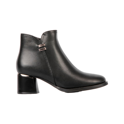 Block Heel Side Zipper Ankle Boot