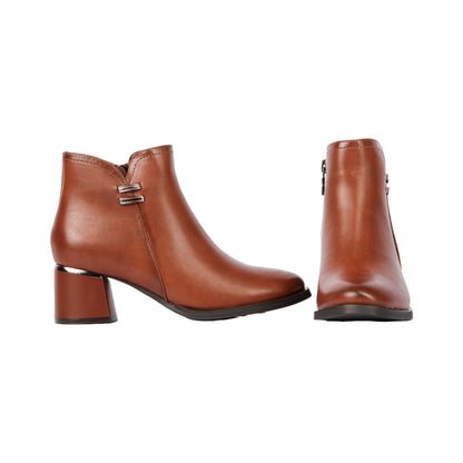Block Heel Side Zipper Ankle Boot