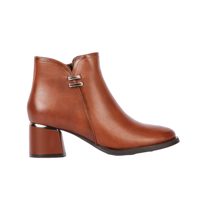 Block Heel Side Zipper Ankle Boot