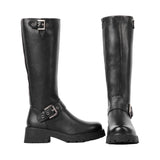 Decorative Buckle Knee High Boot