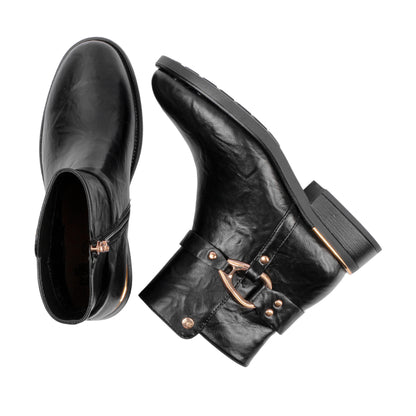 Golden Side Buckle Half Boot - 3 CM