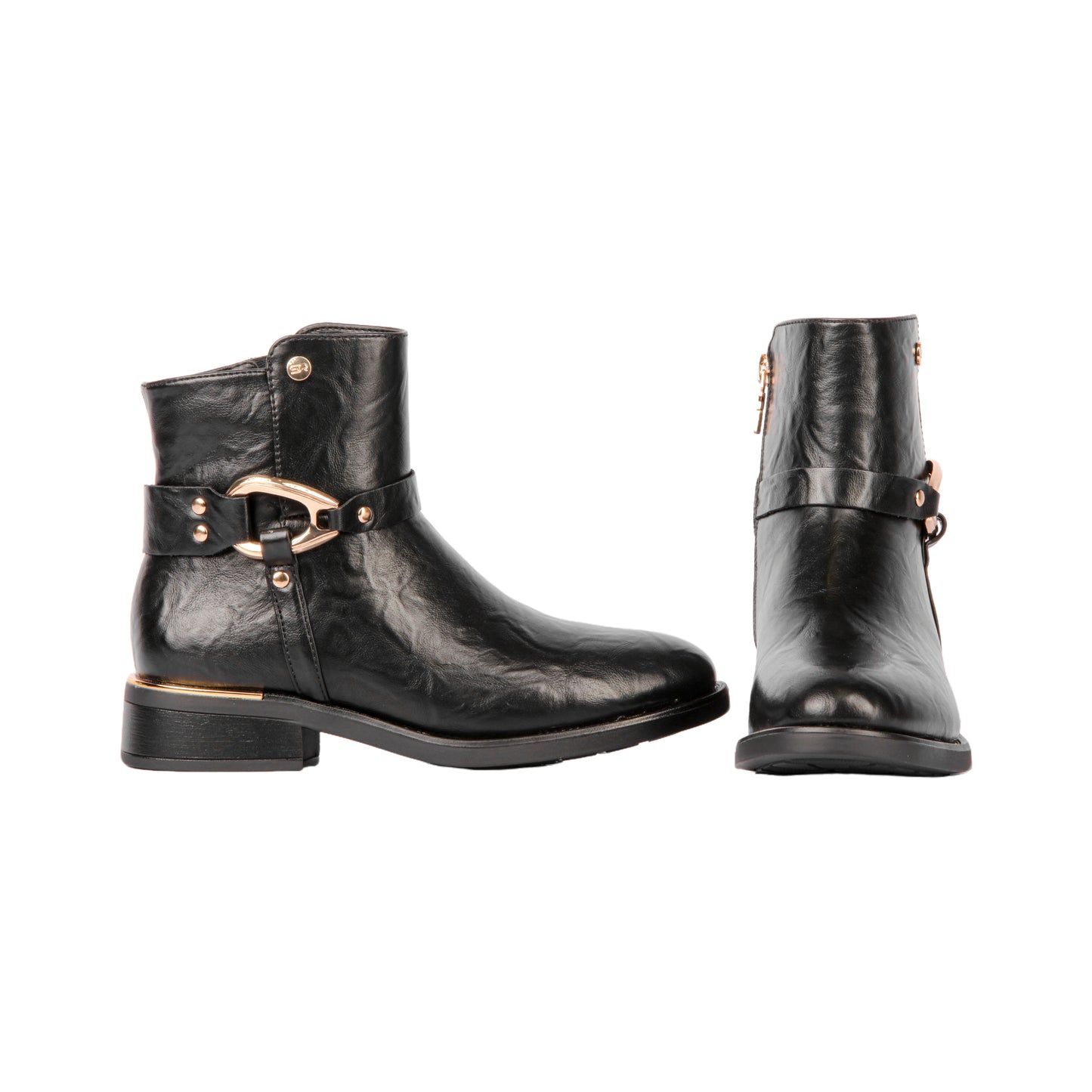 Golden Side Buckle Half Boot - 3 CM