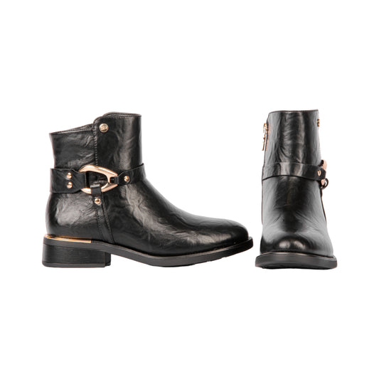 Golden Side Buckle Half Boot - 3 CM