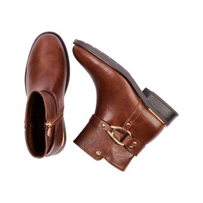 Golden Side Buckle Half Boot - 3 CM