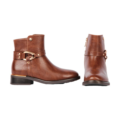 Golden Side Buckle Half Boot - 3 CM