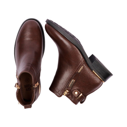 حذاء نصفي من الجلد المزخرف من الخلف