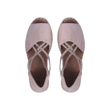 Wedge Suede Sandal with Cross Elastic