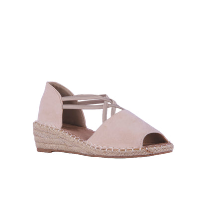 Wedge Suede Sandal with Cross Elastic