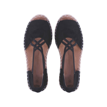 Wedge Suede Sandal with Cross Elastic