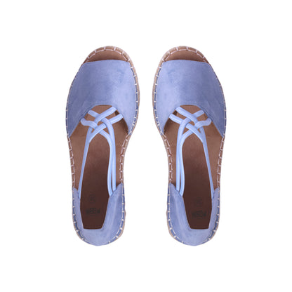 Wedge Suede Sandal with Cross Elastic