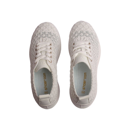 Textured Knit Lace-Up Sneakers