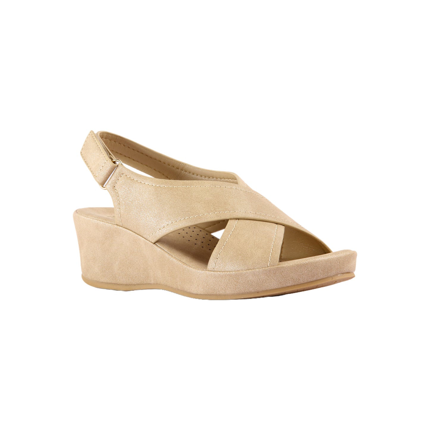 صندل بكعب إسفيني مع إغلاق بحلقة وخطاف