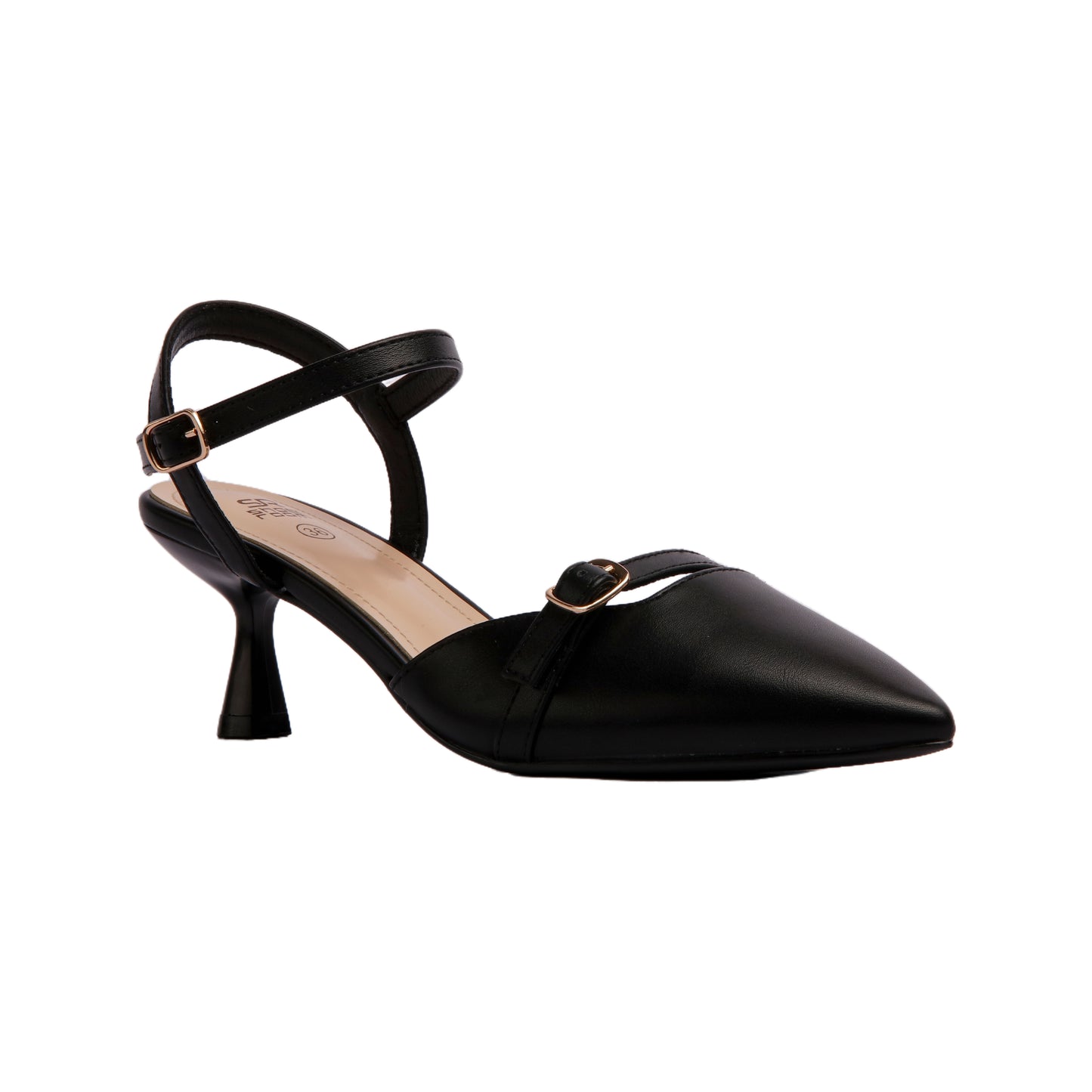 أحذية بكعب عالٍ ذات مقدمة مدببة مع حزام خلفي