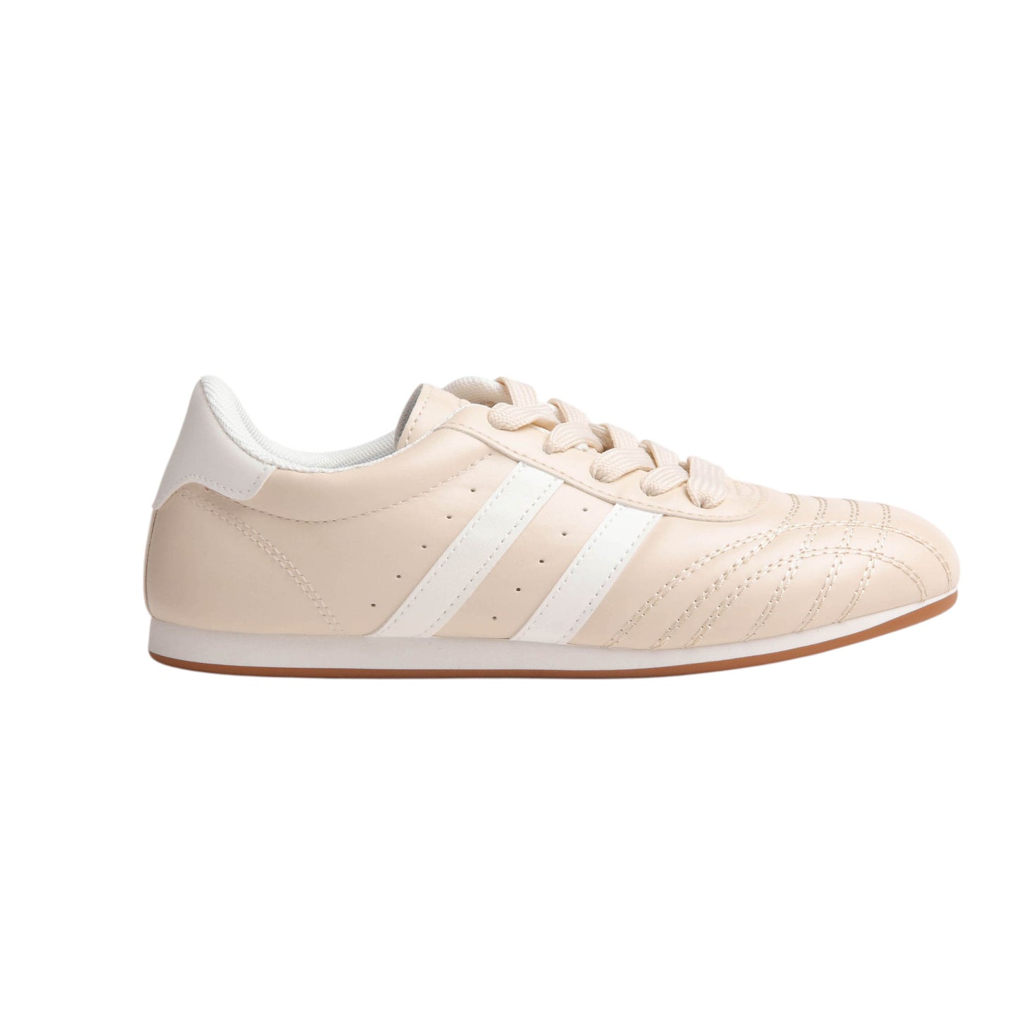 Stitched Leather Flat Sneakers