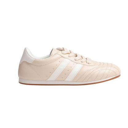 Stitched Leather Flat Sneakers