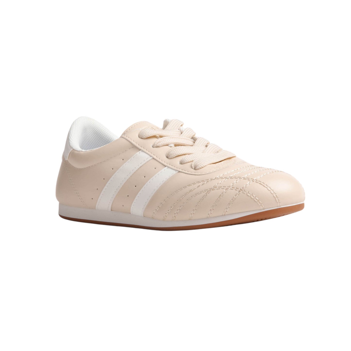 Stitched Leather Flat Sneakers