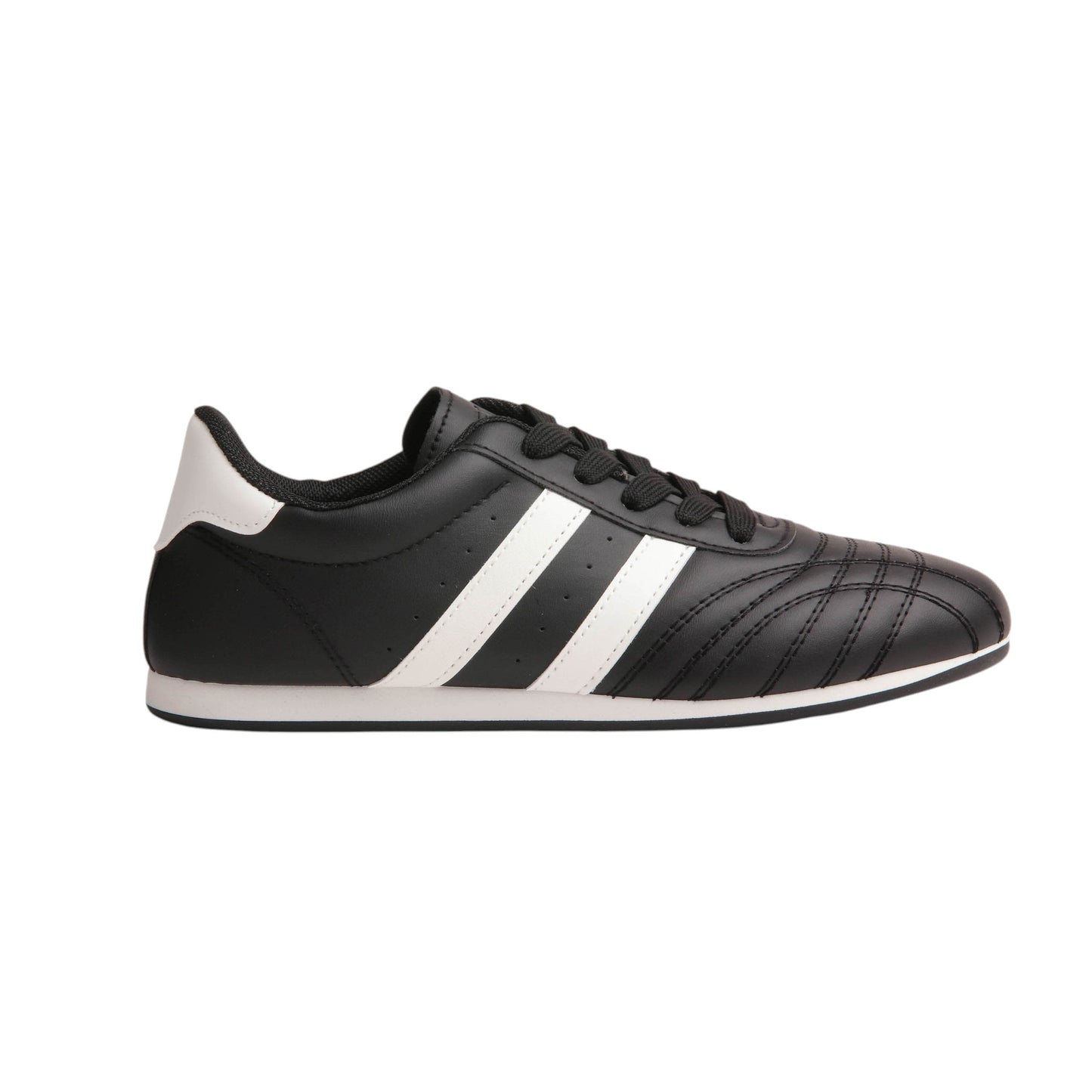 Stitched Leather Flat Sneakers