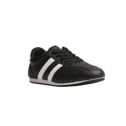 Stitched Leather Flat Sneakers