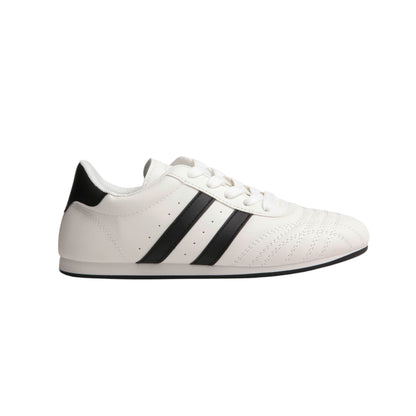 Stitched Leather Flat Sneakers