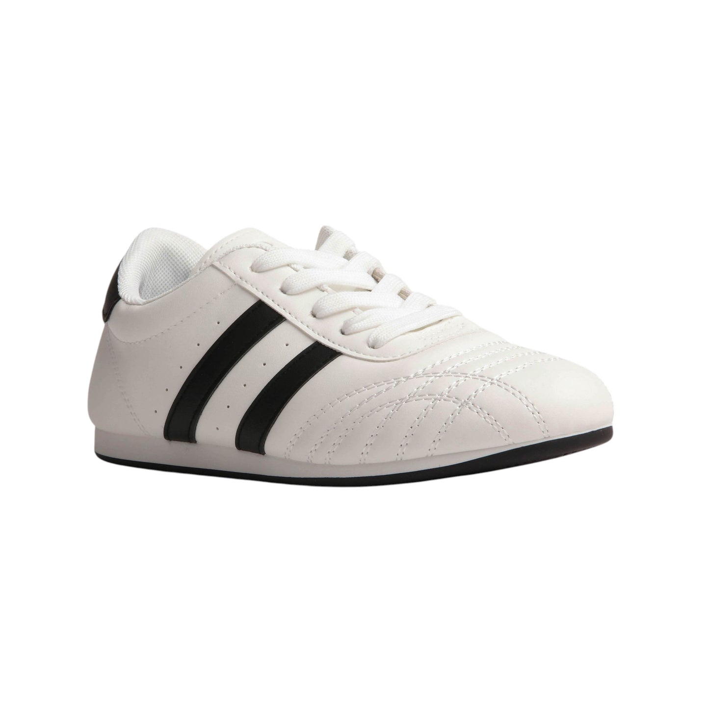 Stitched Leather Flat Sneakers