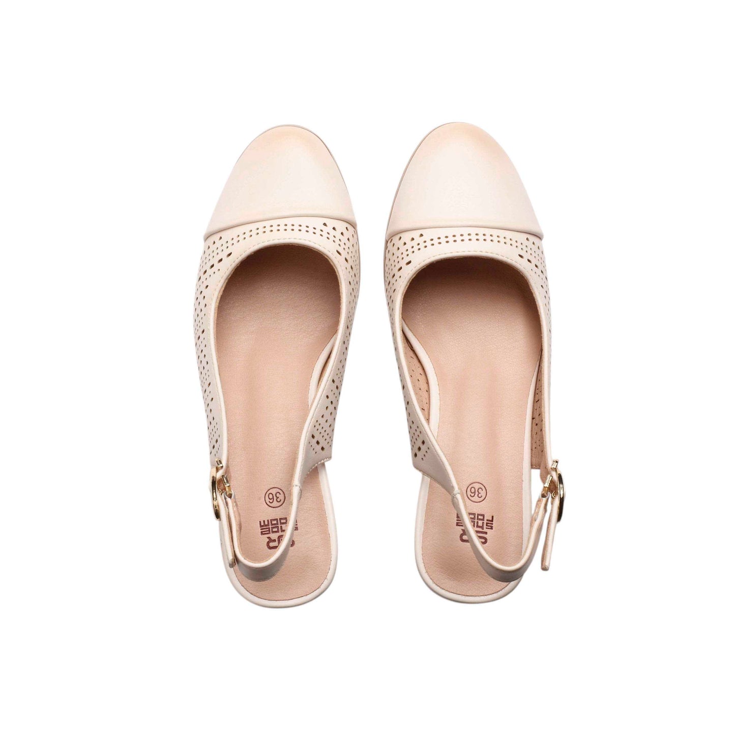 Slingback Perforated Leather High Heels