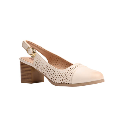 Slingback Perforated Leather High Heels