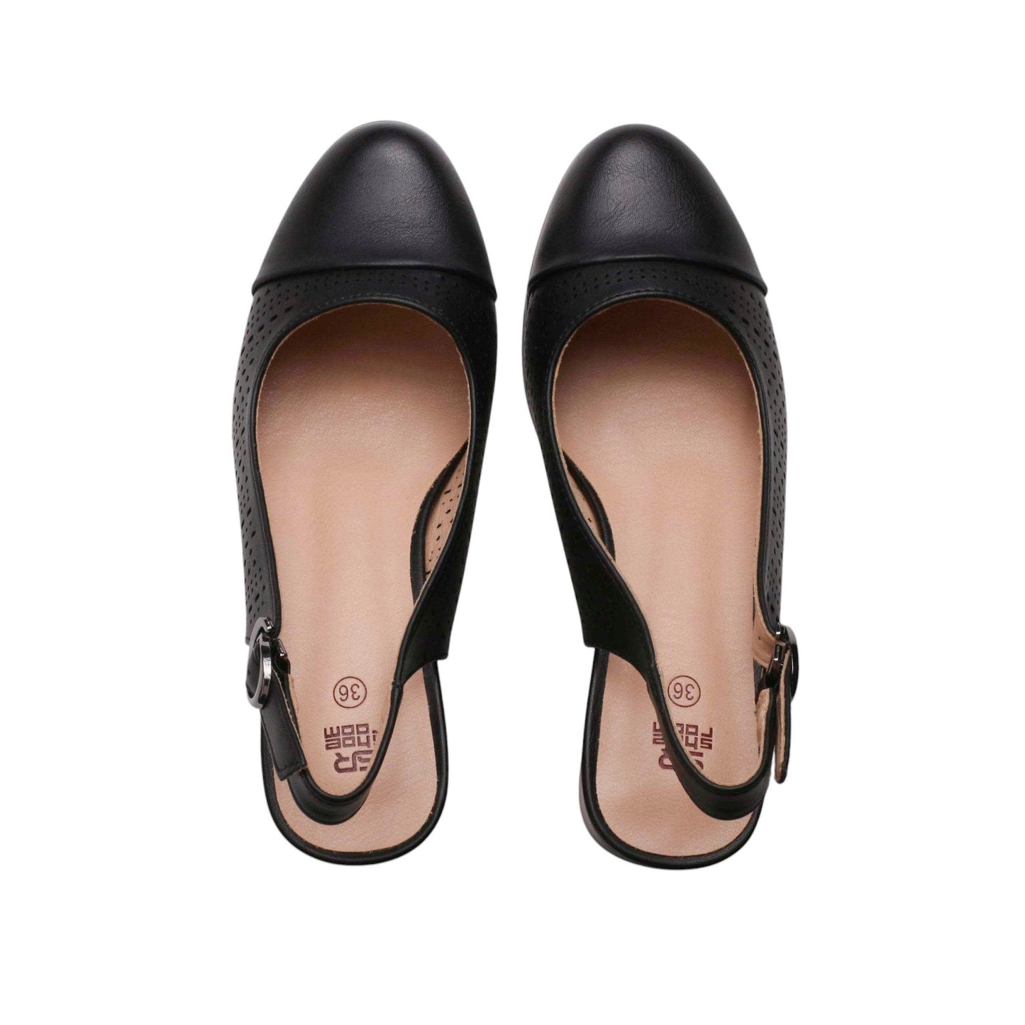 Slingback Perforated Leather High Heels