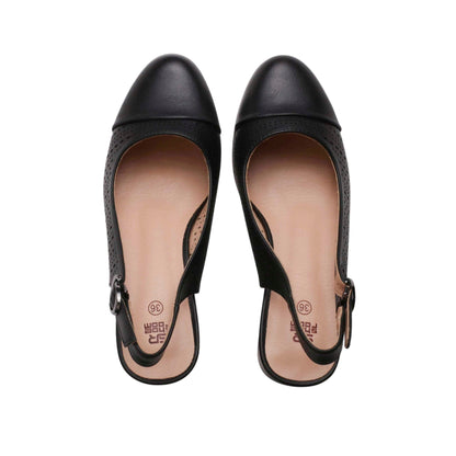 Slingback Perforated Leather High Heels
