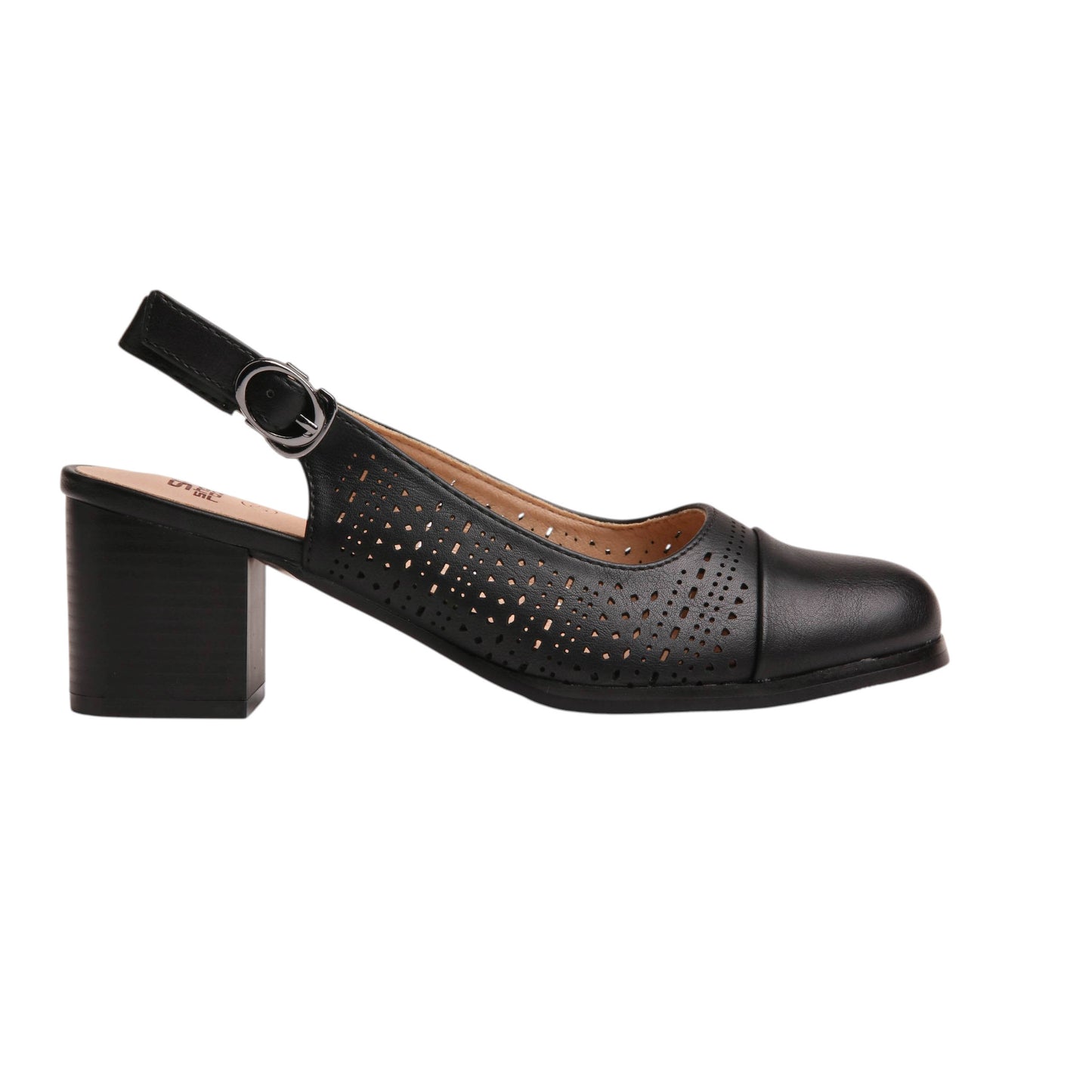 Slingback Perforated Leather High Heels
