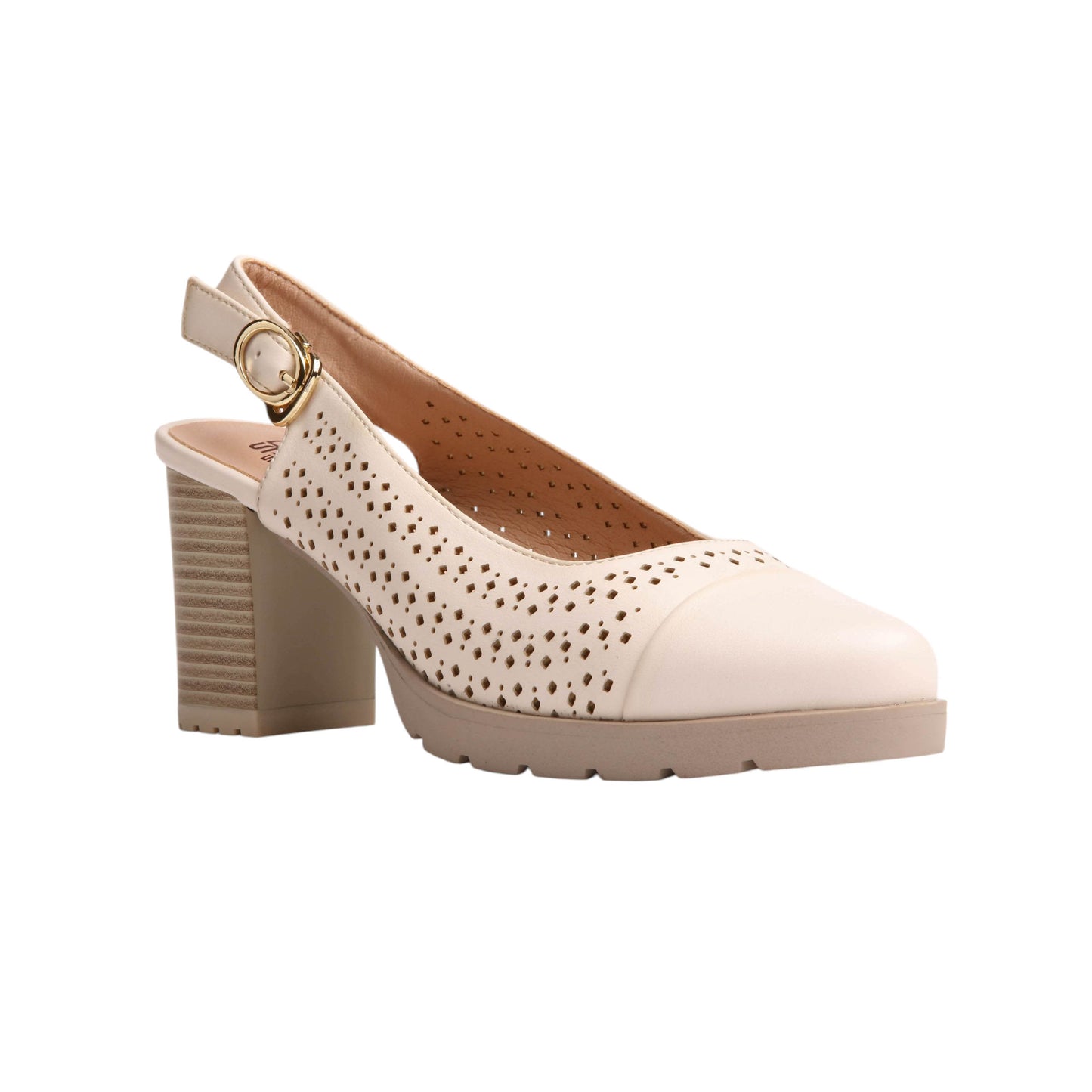 Slingback Perforated Leather Pumps