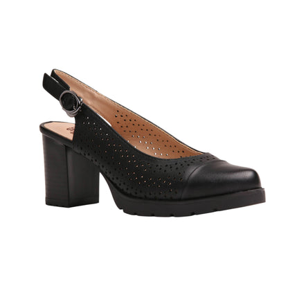 Slingback Perforated Leather Pumps