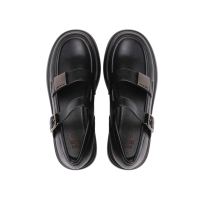 Leather Shoes with Side Buckle