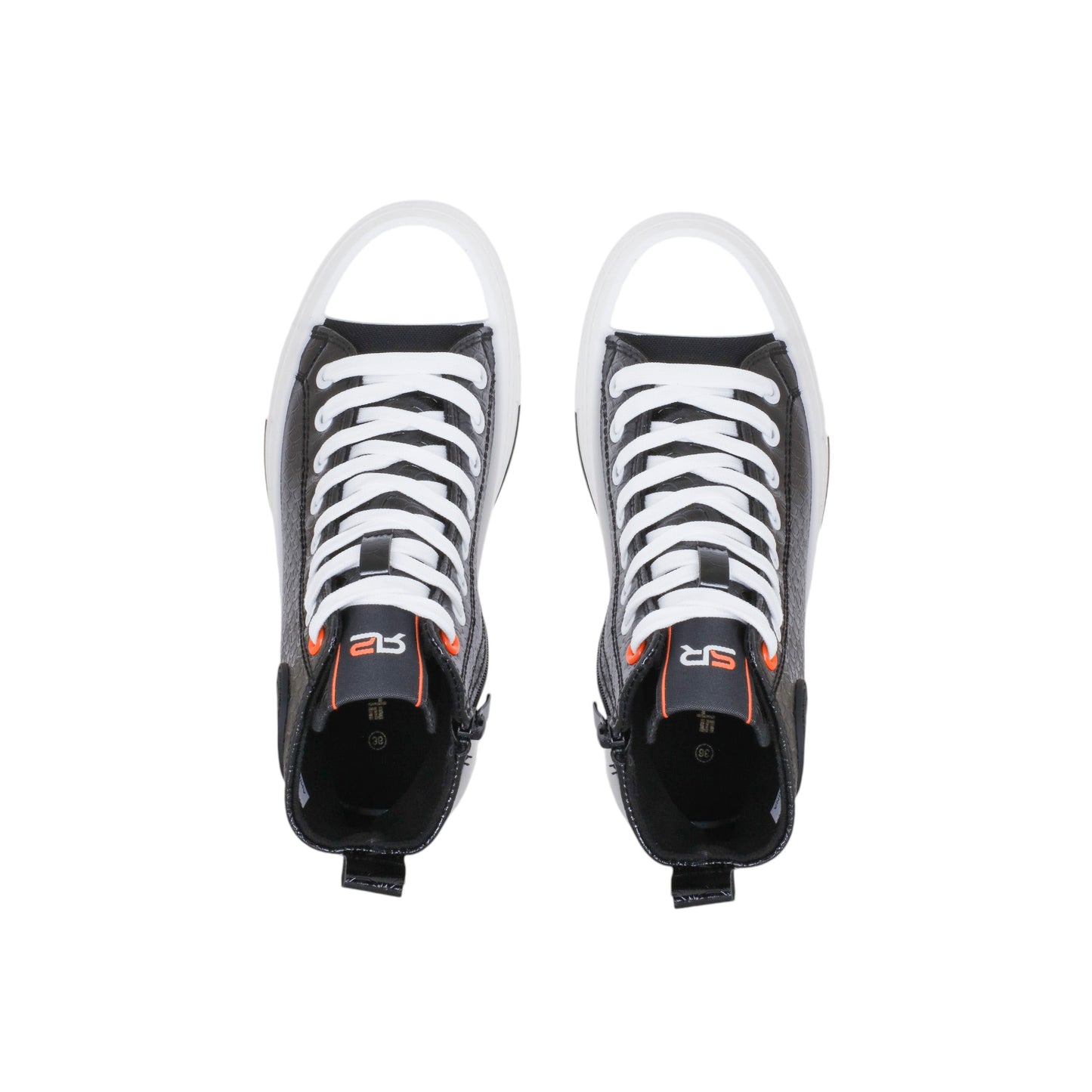Textured Patent Leather High-Top Sneakers