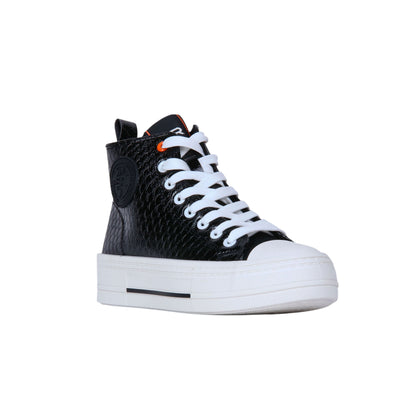 Textured Patent Leather High-Top Sneakers