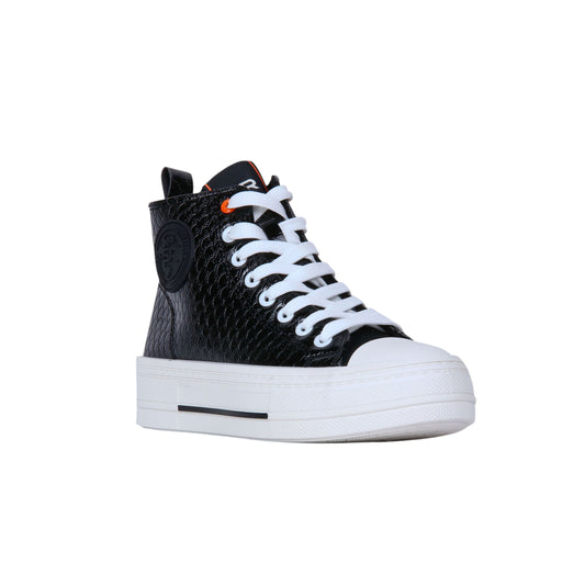 Textured Patent Leather High-Top Sneakers