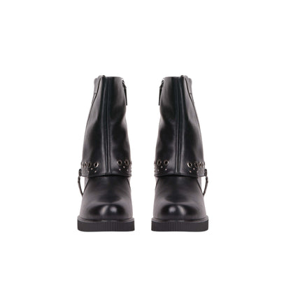 Side Zipper High Heels Half Boot - 7 CM