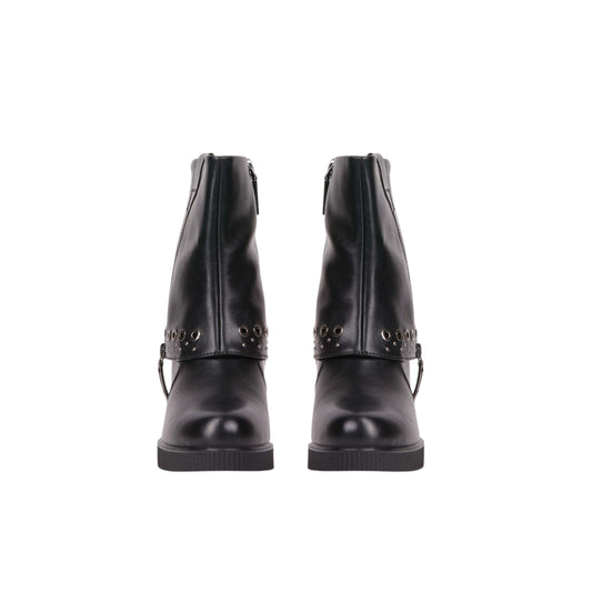 Side Zipper High Heels Half Boot - 7 CM