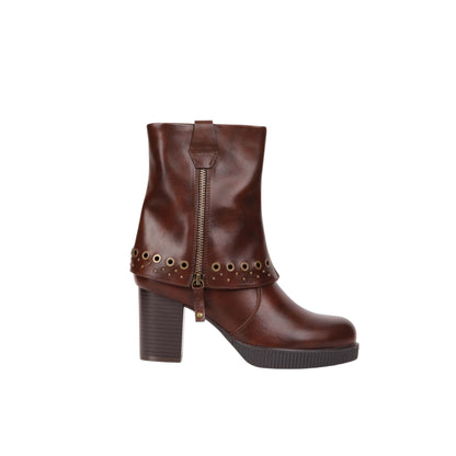 Side Zipper High Heels Half Boot - 7 CM