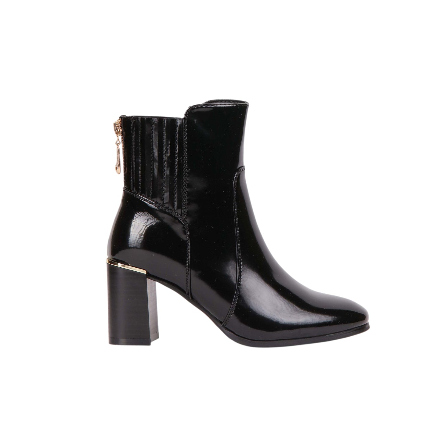 Back Zipper Patent Leather Ankle Boot