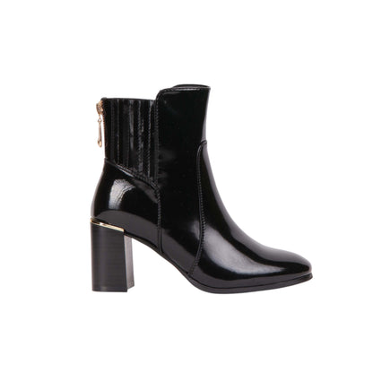 Back Zipper Patent Leather Ankle Boot