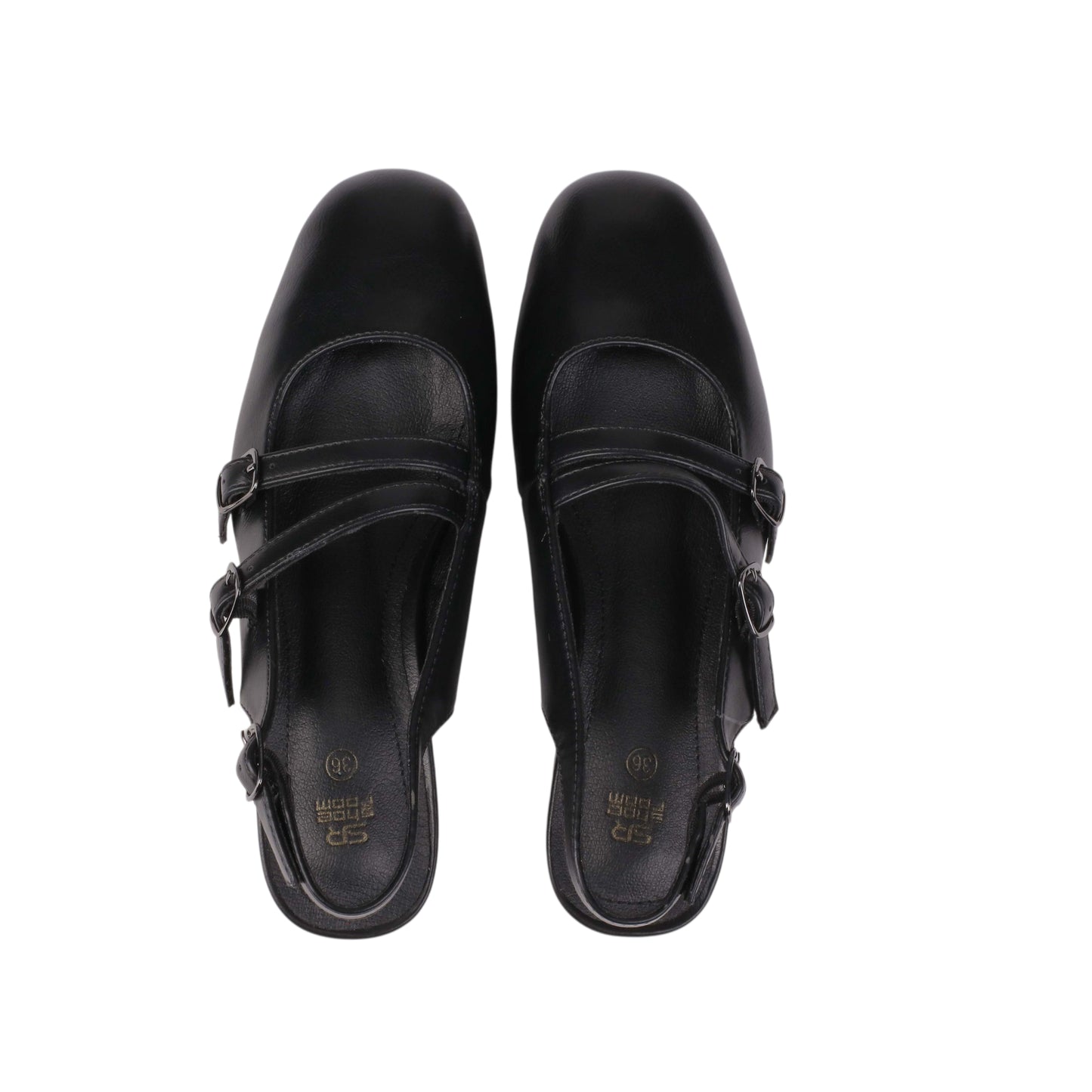 Matte Leather Double Buckle Shoes