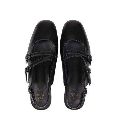 Matte Leather Double Buckle Shoes