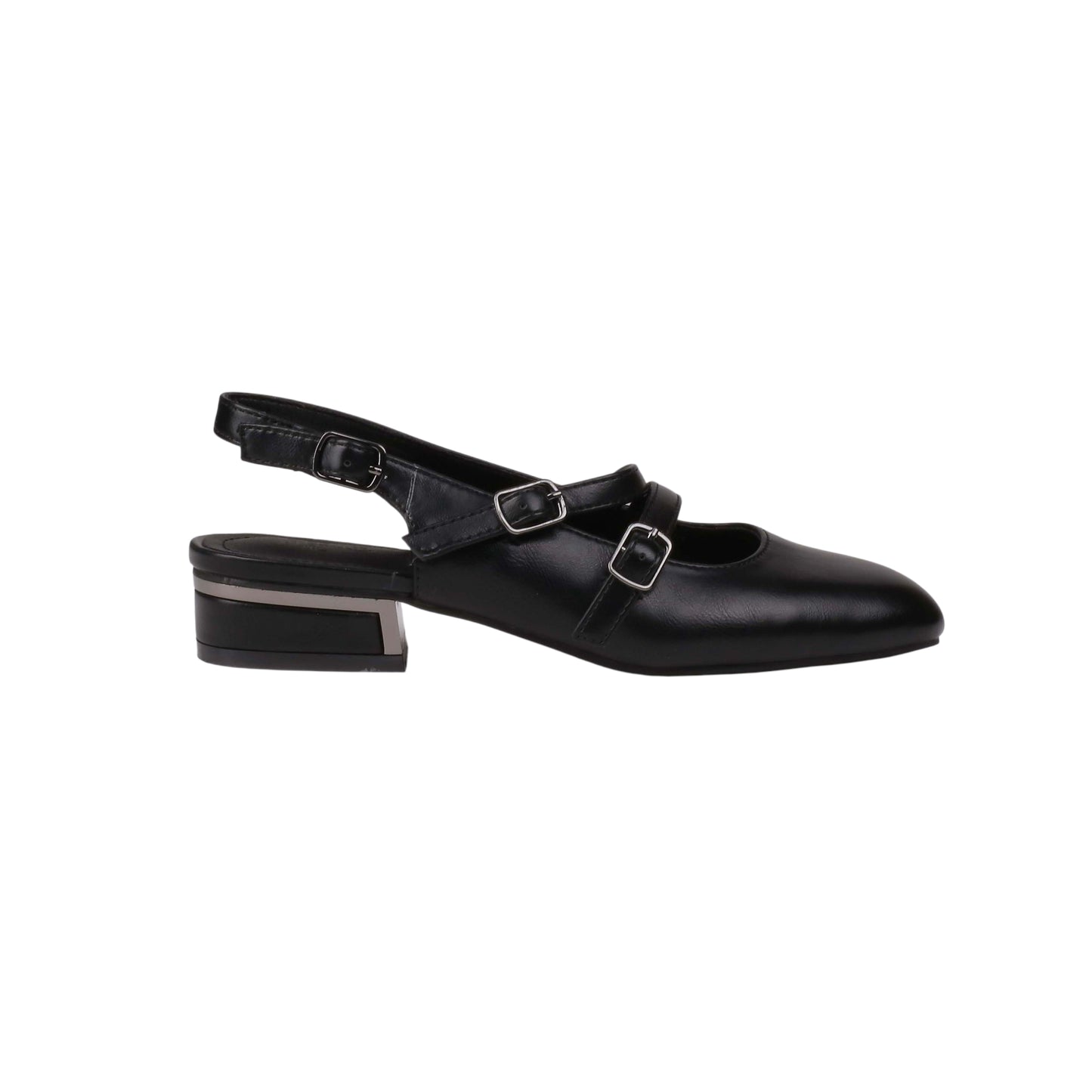 Matte Leather Double Buckle Shoes