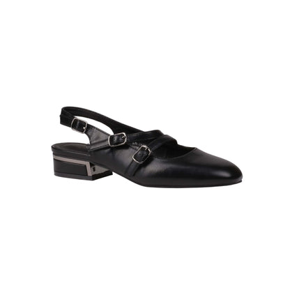 Matte Leather Double Buckle Shoes